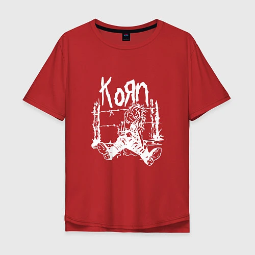 Мужская футболка оверсайз Korn / Красный – фото 1