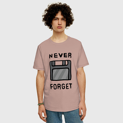 Мужская футболка оверсайз Never Forget / Пыльно-розовый – фото 3