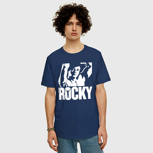Мужская футболка оверсайз Rocky Balboa / Тёмно-синий – фото 3