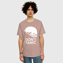 Футболка оверсайз мужская Elon: Don't Panic, цвет: пыльно-розовый — фото 2