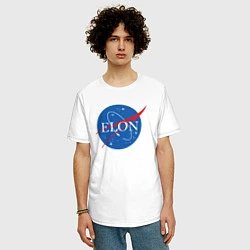 Футболка оверсайз мужская Elon NASA, цвет: белый — фото 2