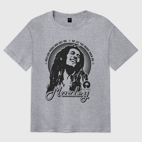 Мужская футболка оверсайз Bob Marley: Island / Меланж – фото 1