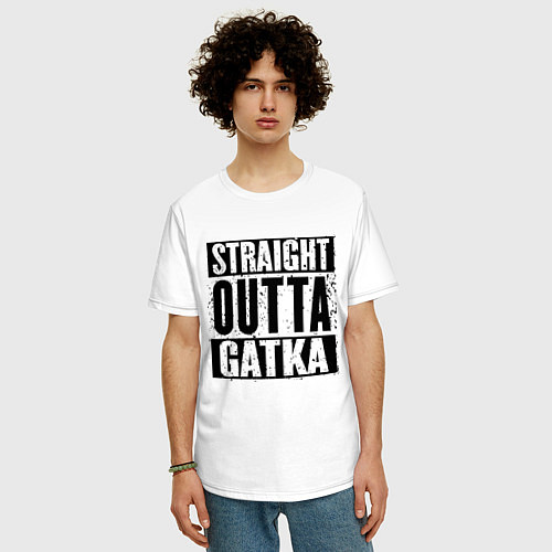 Мужская футболка оверсайз Straight Outta Gatka / Белый – фото 3