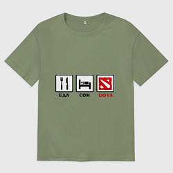 Футболка оверсайз мужская Еда, сон и Dota, цвет: авокадо