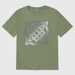 Футболка оверсайз мужская Звезда Сварога: серебро, цвет: авокадо