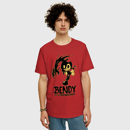 Мужская футболка оверсайз Bendy And the ink machine / Красный – фото 3