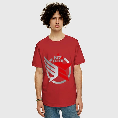 Мужская футболка оверсайз N7 Elite / Красный – фото 3