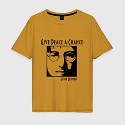 Футболка оверсайз мужская Give Peace a Chance, цвет: горчичный