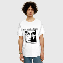 Футболка оверсайз мужская Give Peace a Chance, цвет: белый — фото 2