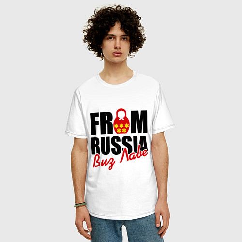 Мужская футболка оверсайз From Russia - Виз Лаве / Белый – фото 3