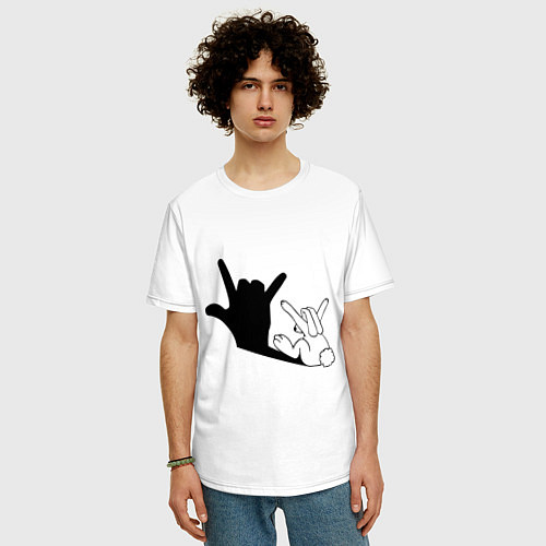 Мужская футболка оверсайз Тень зайца / Белый – фото 3