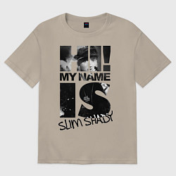 Футболка оверсайз мужская My name is slim shady, цвет: миндальный