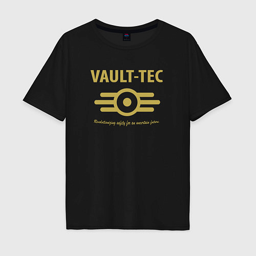 Мужская футболка оверсайз Vault Tec / Черный – фото 1