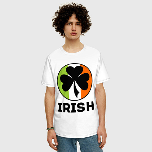 Мужская футболка оверсайз Irish - цвет флага / Белый – фото 3