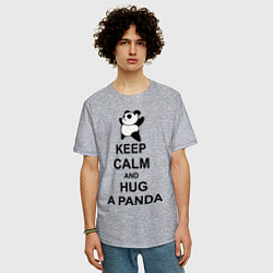 Футболка оверсайз мужская Keep Calm & Hug A Panda, цвет: меланж — фото 2