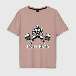 Мужская футболка оверсайз Train hard тренируйся усердно