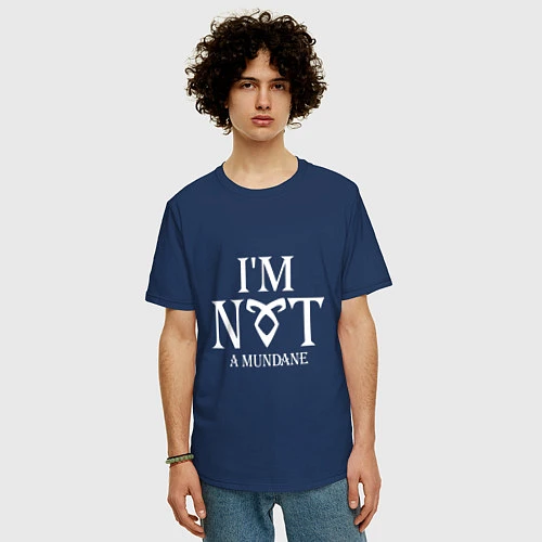 Мужская футболка оверсайз I'm not a mundane / Тёмно-синий – фото 3
