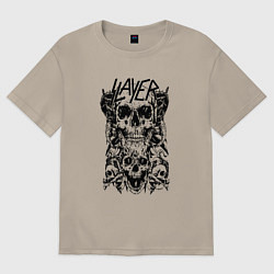 Футболка оверсайз мужская Slayer Skulls, цвет: миндальный
