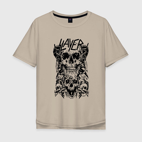 Мужская футболка оверсайз Slayer Skulls / Миндальный – фото 1