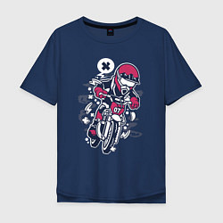 Футболка оверсайз мужская Уличный мотоциклист, цвет: тёмно-синий