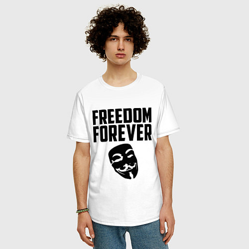 Мужская футболка оверсайз Freedom forever / Белый – фото 3