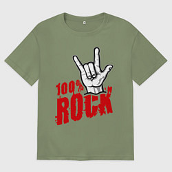 Футболка оверсайз мужская 100% Rock, цвет: авокадо
