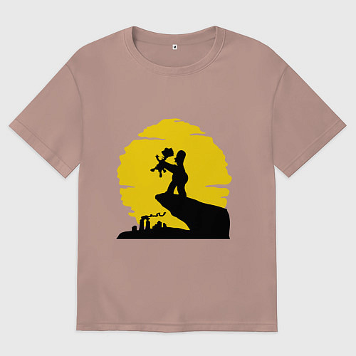 Мужская футболка оверсайз Homer & Bart / Пыльно-розовый – фото 1