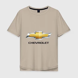 Футболка оверсайз мужская Chevrolet логотип, цвет: миндальный