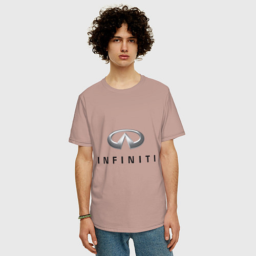 Мужская футболка оверсайз Logo Infiniti / Пыльно-розовый – фото 3