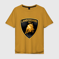 Футболка оверсайз мужская Lamborghini logo, цвет: горчичный