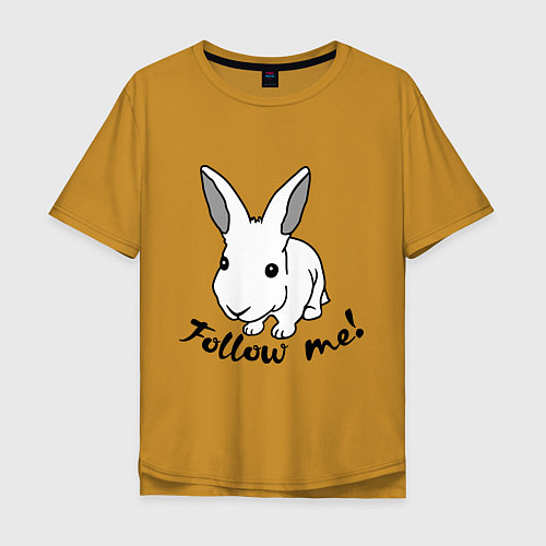 Мужская футболка оверсайз Rabbit: follow me / Горчичный – фото 1