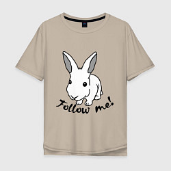 Футболка оверсайз мужская Rabbit: follow me, цвет: миндальный