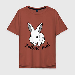 Футболка оверсайз мужская Rabbit: follow me, цвет: кирпичный