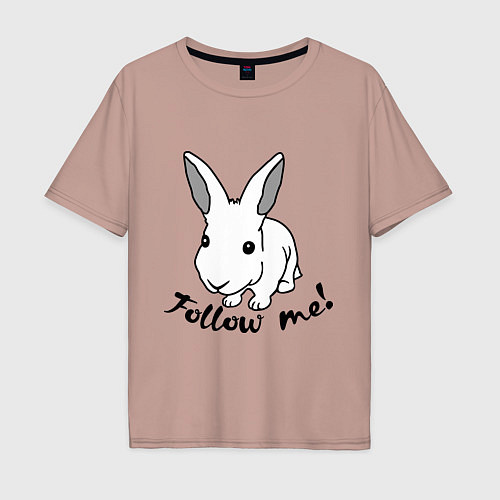 Мужская футболка оверсайз Rabbit: follow me / Пыльно-розовый – фото 1