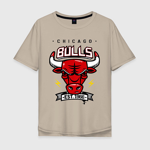 Мужская футболка оверсайз Chicago Bulls est. 1966 / Миндальный – фото 1