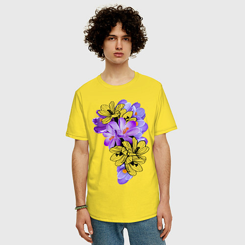 Мужская футболка оверсайз Krokus Flower / Желтый – фото 3
