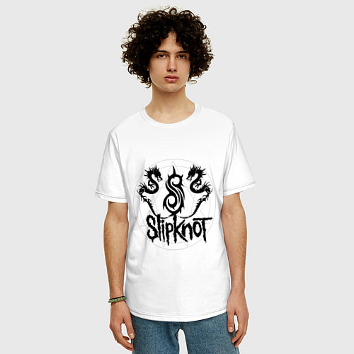 Мужская футболка оверсайз Slipknot Dragons / Белый – фото 3