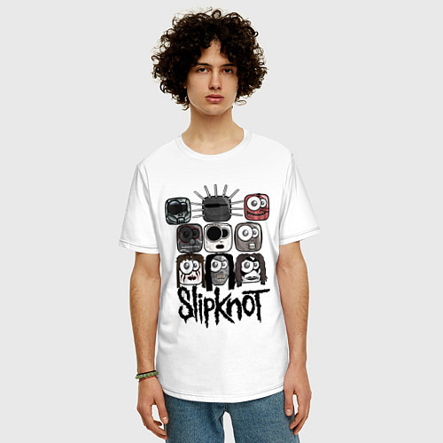 Мужская футболка оверсайз Slipknot Masks / Белый – фото 3