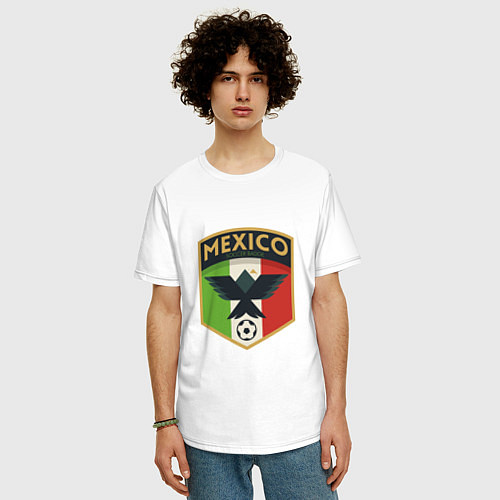 Мужская футболка оверсайз Mexico Football / Белый – фото 3