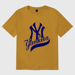 Футболка оверсайз мужская NY - Yankees, цвет: горчичный