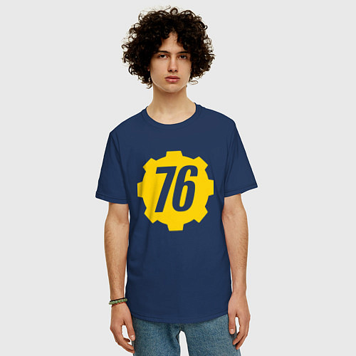 Мужская футболка оверсайз 76 Gears / Тёмно-синий – фото 3