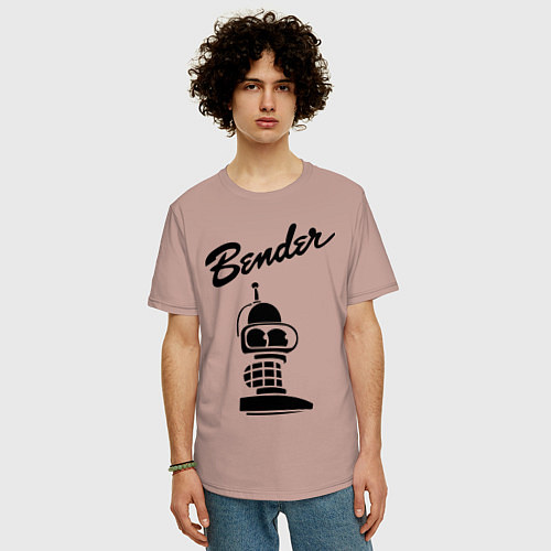 Мужская футболка оверсайз Bender monochrome / Пыльно-розовый – фото 3