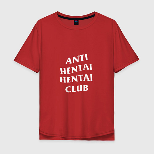Мужская футболка оверсайз ANTI HENTAI CLUB / Красный – фото 1