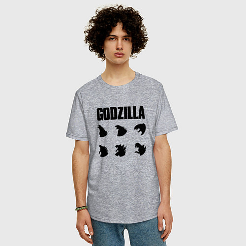 Мужская футболка оверсайз Godzilla Mood / Меланж – фото 3
