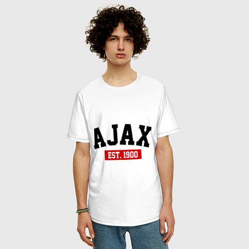 Мужская футболка оверсайз FC Ajax Est. 1900 / Белый – фото 3