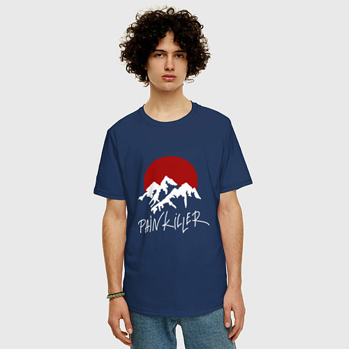Мужская футболка оверсайз Painkiller Mountain / Тёмно-синий – фото 3