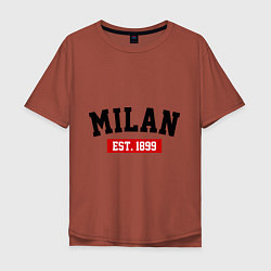 Футболка оверсайз мужская FC Milan Est. 1899, цвет: кирпичный