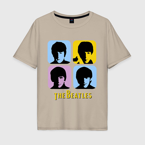 Мужская футболка оверсайз The Beatles: pop-art / Миндальный – фото 1