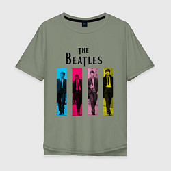 Футболка оверсайз мужская Walking Beatles, цвет: авокадо