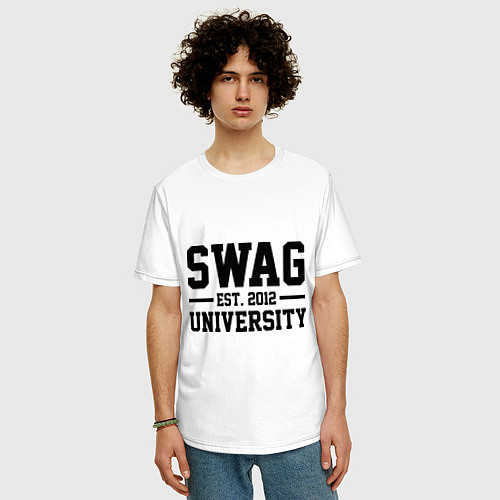 Мужская футболка оверсайз Swag University / Белый – фото 3